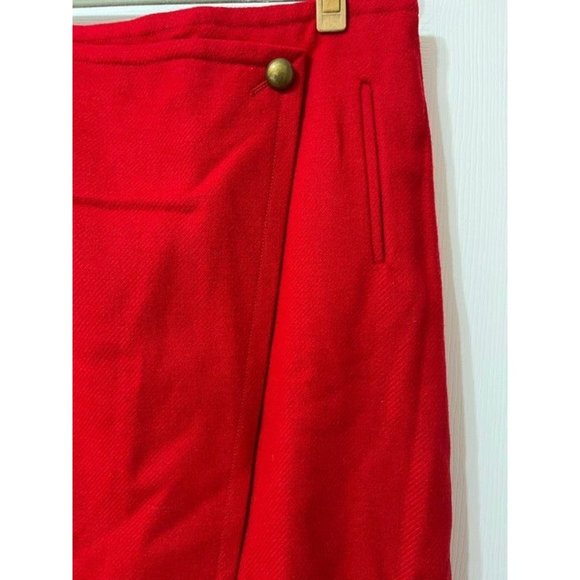 Talbots NWOT Sz 14 Red Wool Faux Wrap A-Line Skirt - Picture 7 of 7
